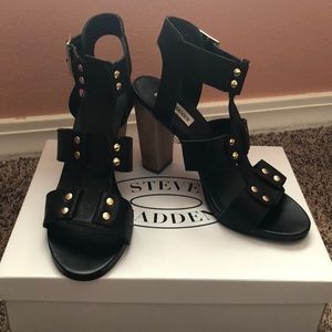 Steve Madden leather strapped heels.